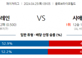 4월25일 텍사스 vs 시애틀 mlb 스포츠분석