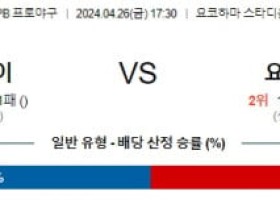 4월26일 요코하마 요미우리 NPB프로야구분석 해외스포츠