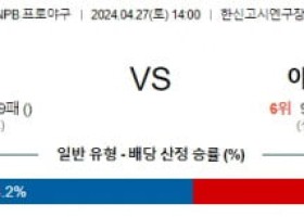 4월27일 한신 야쿠르트 NPB프로야구분석 해외스포츠