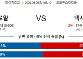 5월5일 캔자스시티 텍사스 MLB프로야구분석 해외스포츠