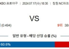 7월17일 1830 NC 한화 KBO 프로야구분석