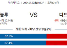 7월22일 0237 MLB 토론토 디트로이트 해외야구분석 스포츠분석