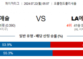 7월22일 0507 MLB 오클랜드 LA에인절스 해외야구분석 스포츠분석