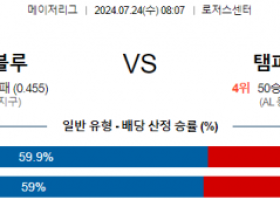 7월24일 0807 토론토 템파베이 MLB프로야구분석 해외스포츠