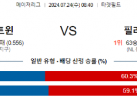 7월24일 0840 미네소타 필라델피아 MLB프로야구분석 해외스포츠