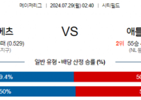 7월29일 0240 MLB 뉴욕메츠 애틀랜타 해외야구분석 스포츠분석