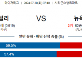 7월30일 0740 필라델피아 뉴욕양키스 MLB프로야구분석 해외스포츠