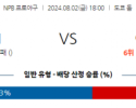 8월 2일 1800  NPB 요미우리 야쿠르트 한일야구분석 스포츠분석