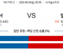 8월4일 0505 MLB 워싱턴 밀워키 해외야구분석 스포츠분석