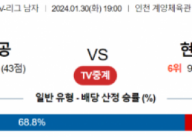 1월 30일 1900 V리그 남자 대한항공  현대캐피탈 국내배구분석