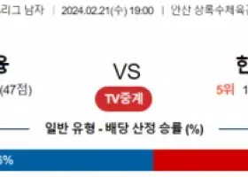 2월 21일 1900 V리그 남자 OK금융그룹 vs 한국전력 국내배구분석