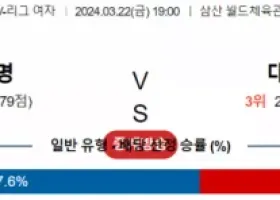 3월 22일 1900 V리그 여자 흥국생명 vs 정관장 국내배구분석