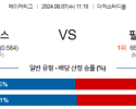 8월7일 11:10 MLB LA다저스 필라델피아 해외야구분석  스포츠분석