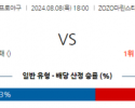 8월 8일 18:00 NPB 지바롯데 소프트뱅크 한일야구분석 스포츠분석