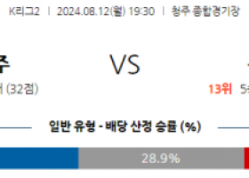 8월12일 K리그2 충북청주 성남 아시아축구분석 스포츠분석