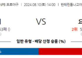 8월 10일 14:00 NPB 주니치 요미우리 한일야구분석 스포츠분석