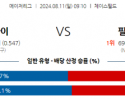 8월11일 09:10 MLB 애리조나 필라델피아 해외야구분석 스포츠분석