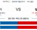 8월12일 05:10 MLB 애리조나 필라델피아 해외야구분석 스포츠분석