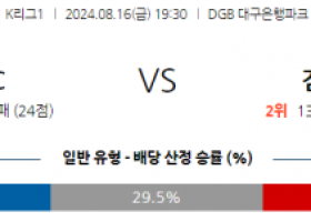 8월16일 K리그 대구 김천 아시아축구분석 스포츠분석