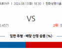 8월 13일 18:30 KBO 한화 LG 한일야구분석 스포츠분석