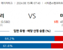 8월15일 07:40 MLB 필라델피아 마이애미 해외야구분석 스포츠분석