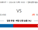 8월 15일 18:00 KBO 한화 LG 한일야구분석 스포츠분석