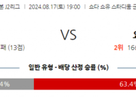 8월17일 J리그2 군마 요코하마FC 아시아축구분석 스포츠분석