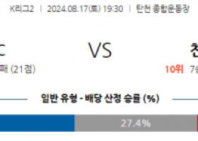 8월17일 K리그2 성남 천안 아시아축구분석 스포츠분석