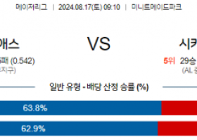 8월17일 09:10 MLB 휴스턴 시카고W 해외야구분석 스포츠분석