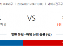 8월 17일 18:00  NPB 야쿠르트 히로시마 한일야구분석 스포츠분석