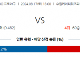 8월 17일 18:00  KBO KT 두산 한일야구분석 스포츠분석