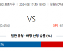 8월 17일 18:00 KBO NC 삼성 한일야구분석 스포츠분석