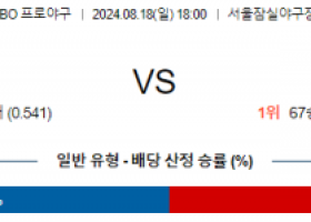 8월 18일 18:00 KBO LG KIA 한일야구분석 스포츠분석