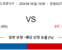 8월 18일 18:00 KBO NC 삼성 한일야구분석 스포츠분석