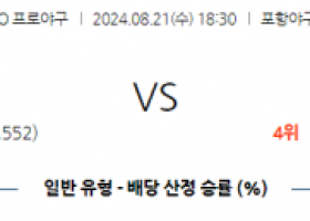 8월 21일 18:30 KBO 삼성 두산 한일야구분석 스포츠분석