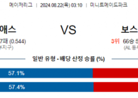 8월22일 03:10 MLB 휴스턴 보스턴 해외야구분석 스포츠분석