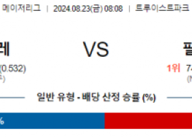 8월23일 08:08 MLB 애틀랜타 필라델피아 해외야구분석 스포츠분석