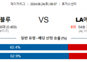 8월24일 08:07 MLB 토론토 LA에인절스 해외야구분석 스포츠분석