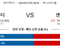 8월27일 08:45 MLB 세인트루이스 샌디에고 해외야구분석 스포츠분석