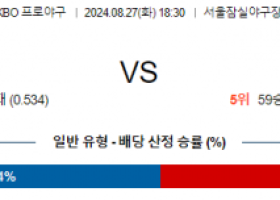 8월 27일 18:30 KBO LG KT 한일야구분석 스포츠분석