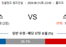 8월31일 잉글랜드챔피언쉽 플리머스 스토크시티 해외축구분석 스포츠분석