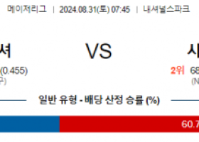 8월31일 07:45 MLB 워싱턴 시카고컵스 해외야구분석 스포츠분석