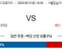 8월 31일 18:00 KBO 두산 롯데 한일야구분석 스포츠분석