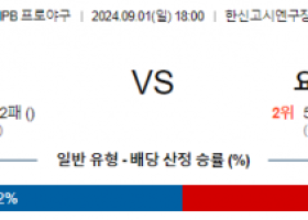 9월 1일 18:00 NPB 한신 요미우리 한일야구분석 스포츠분석