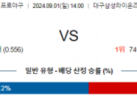 9월 1일 14:00 KBO 삼성 KIA 한일야구분석 스포츠분석