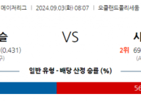 9월3일 08:07 MLB 오클랜드 시애틀 해외야구분석  스포츠분석
