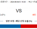 9월 4일 18:30 KBO 롯데 KT 한일야구분석 스포츠분석