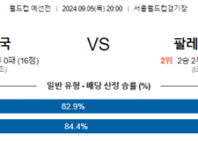 9월5일 월드컵예선전 한국 팔레스타인 해외축구분석 스포츠분석