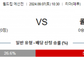 9월7일 월드컵예선 페루 콜롬비아 해외축구분석 스포츠분석