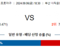 9월 6일 18:30 KBO 롯데 삼성 한일야구분석 스포츠분석